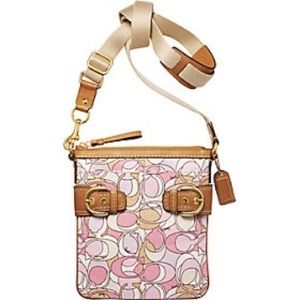 Coach Pink Canvas Crossbody Purse and Card Case